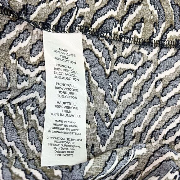 Loralette Dress 14/16 Khaki Green Animal Print V-Neck Ruffles Sleeve Maxi Formal - Picture 5 of 10